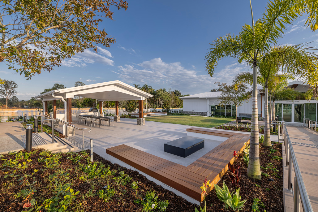 Pavilion and lawn at Halcyon Promenade